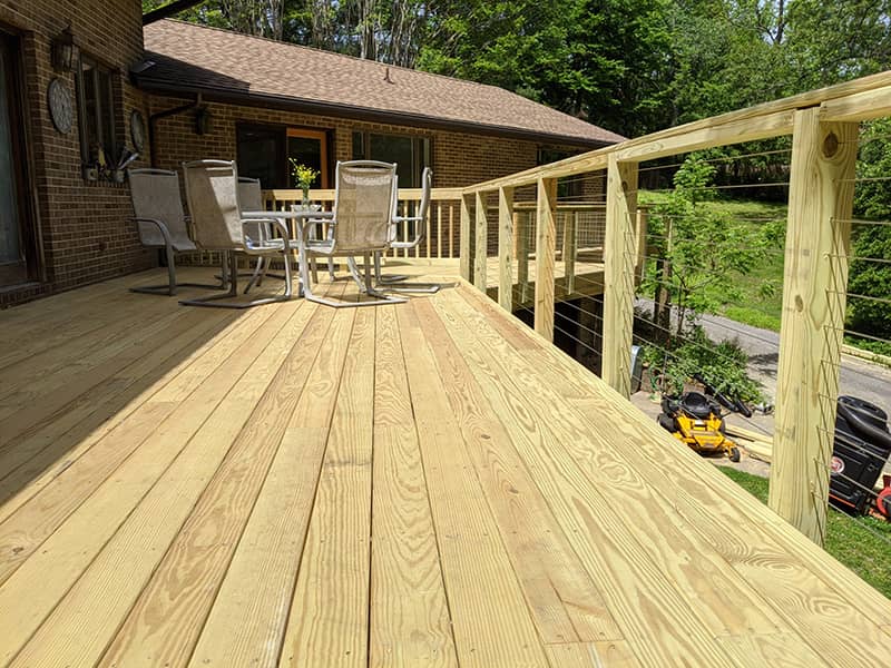 outdoor deck with rails